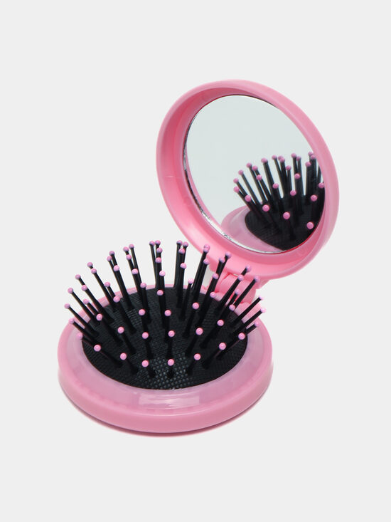 2 gab Salokāma ceļojuma matu ķemme ar spoguli, rozā